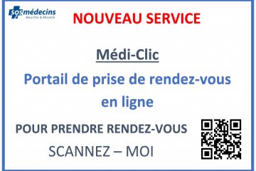 Service de prise en rendez-vous en ligne SOS Médecins - cabinet de garde de JOEUF